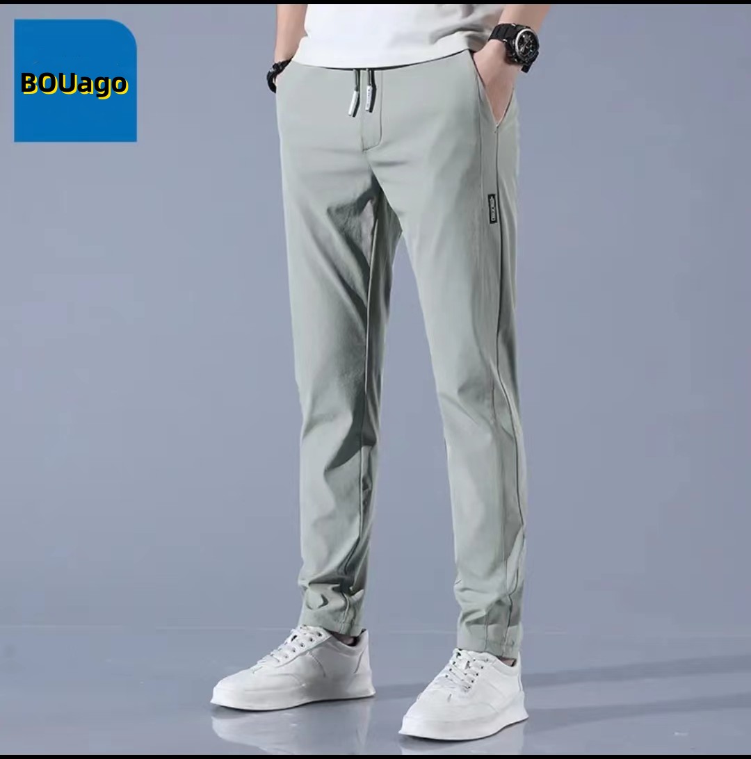 Men's fashion summer thin straight everything ice silk casual pants