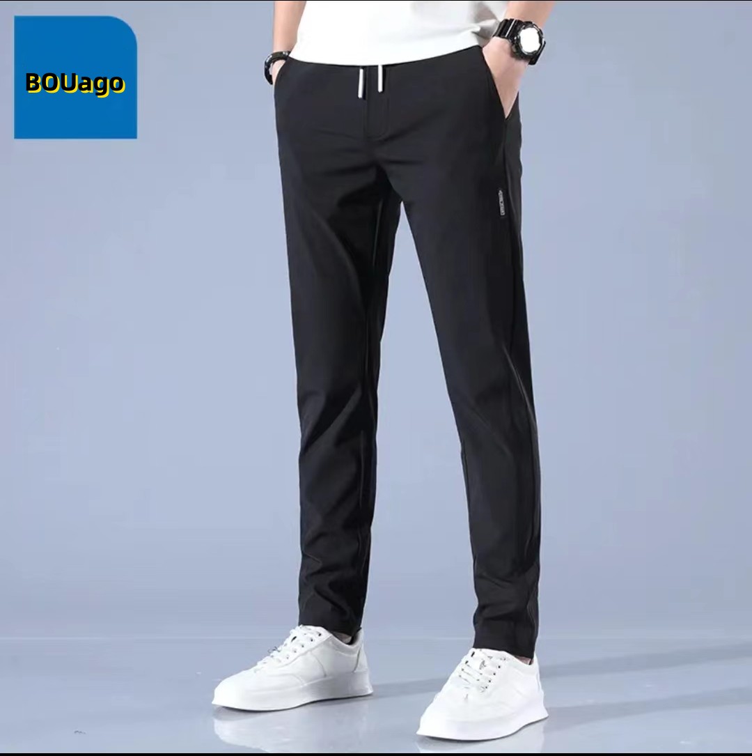 Men's fashion summer thin straight everything ice silk casual pants