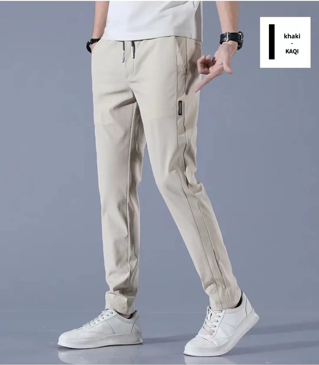 Men's fashion summer thin straight everything ice silk casual pants