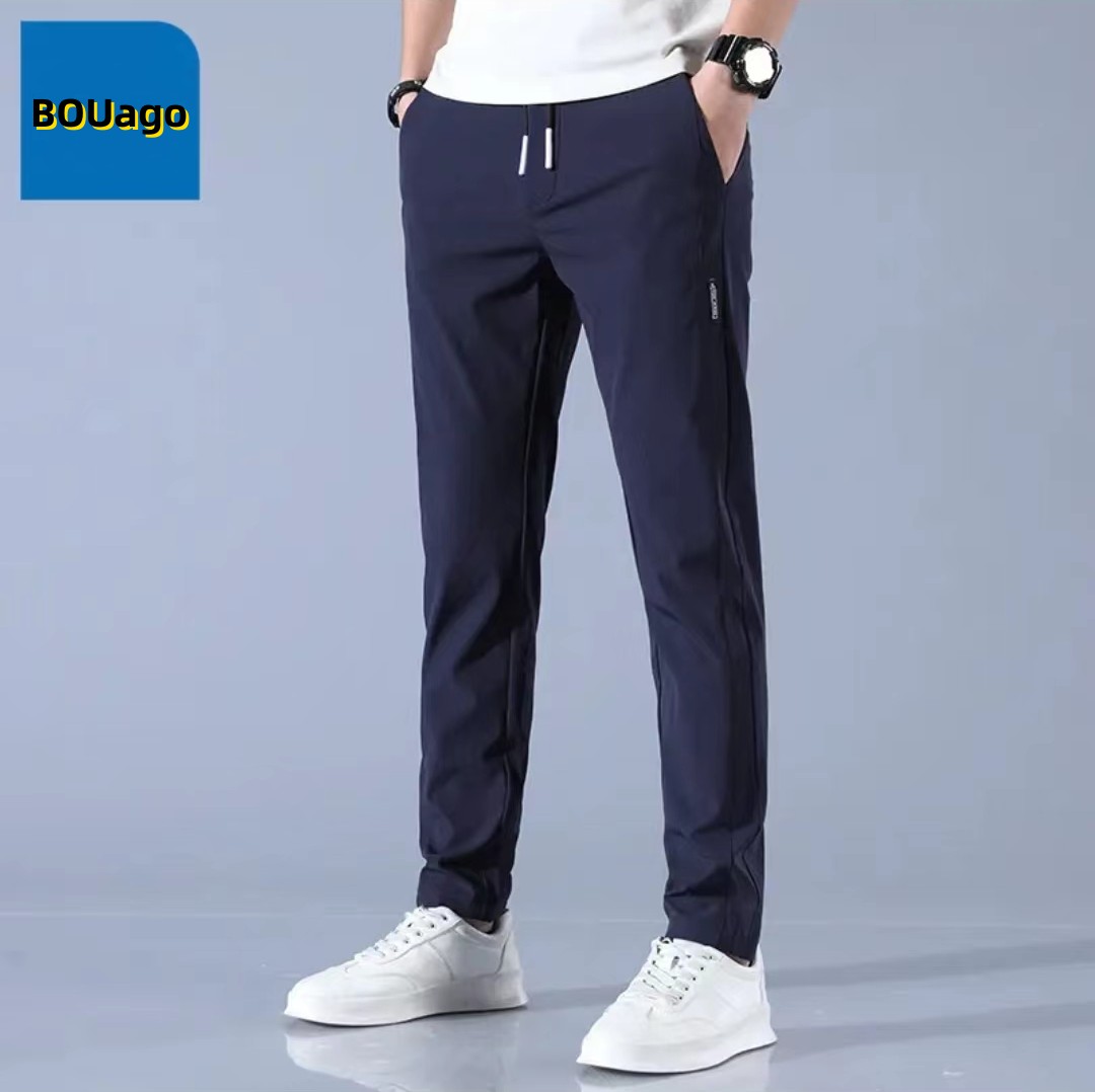 Men's fashion summer thin straight everything ice silk casual pants