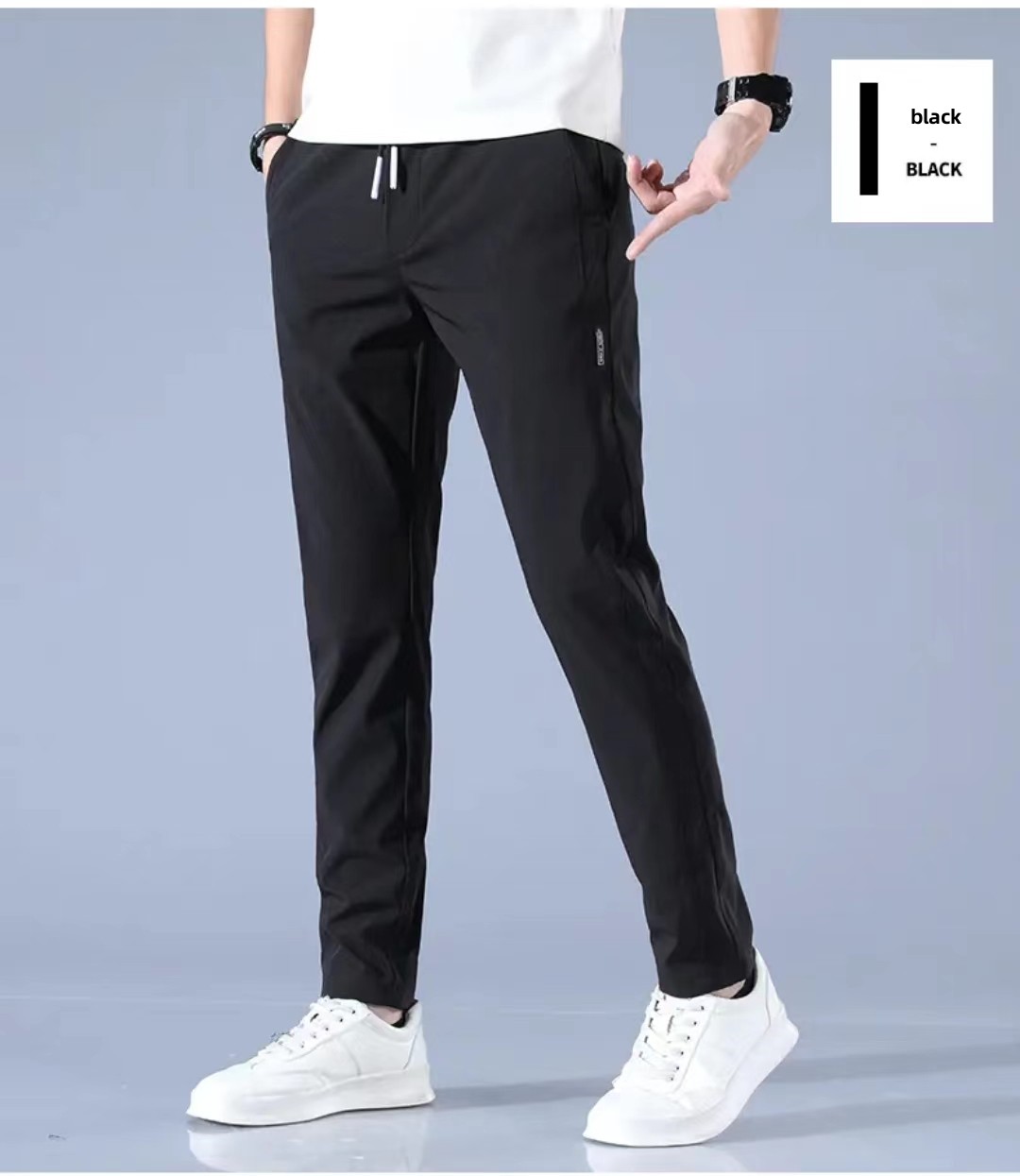 Men's fashion summer thin straight everything ice silk casual pants