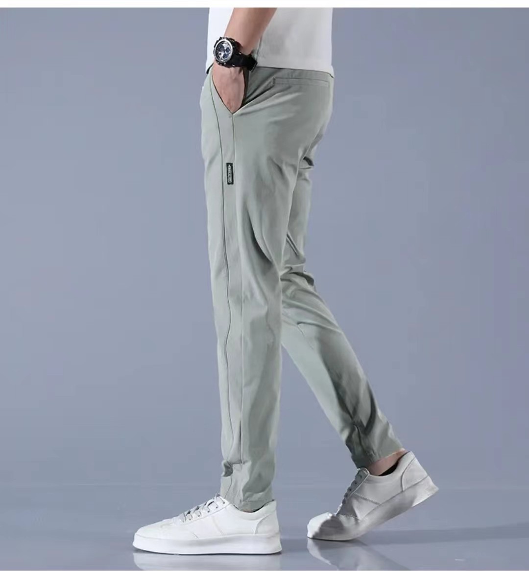Men's fashion summer thin straight everything ice silk casual pants