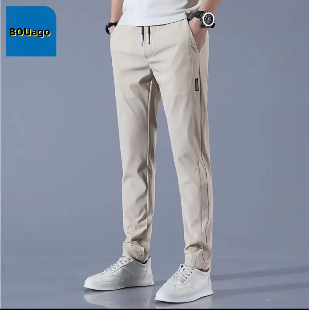 Men's fashion summer thin straight everything ice silk casual pants