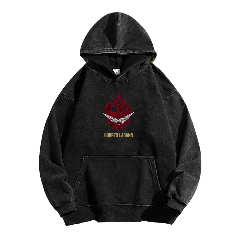 Gurren lagann Tengen Toppa Casual Washed Hoodie 