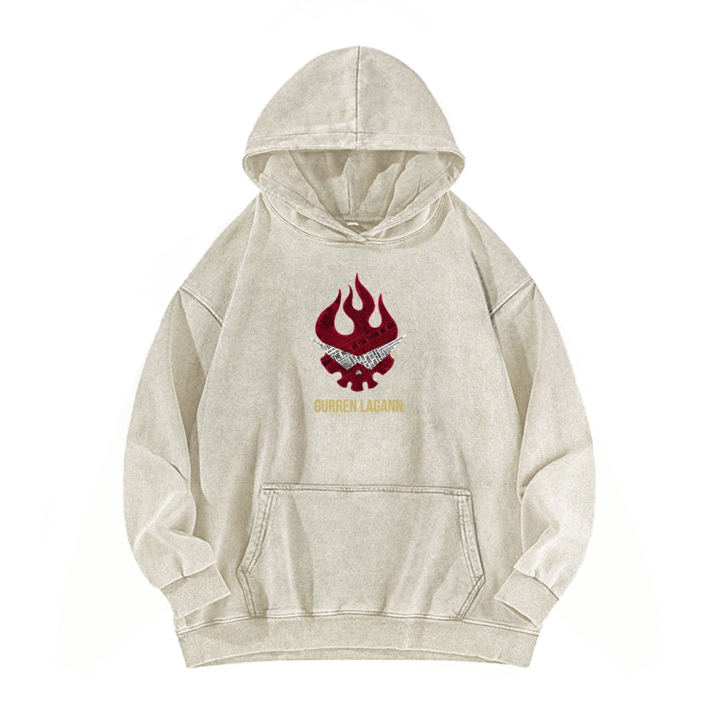Gurren lagann Tengen Toppa Casual Washed Hoodie 