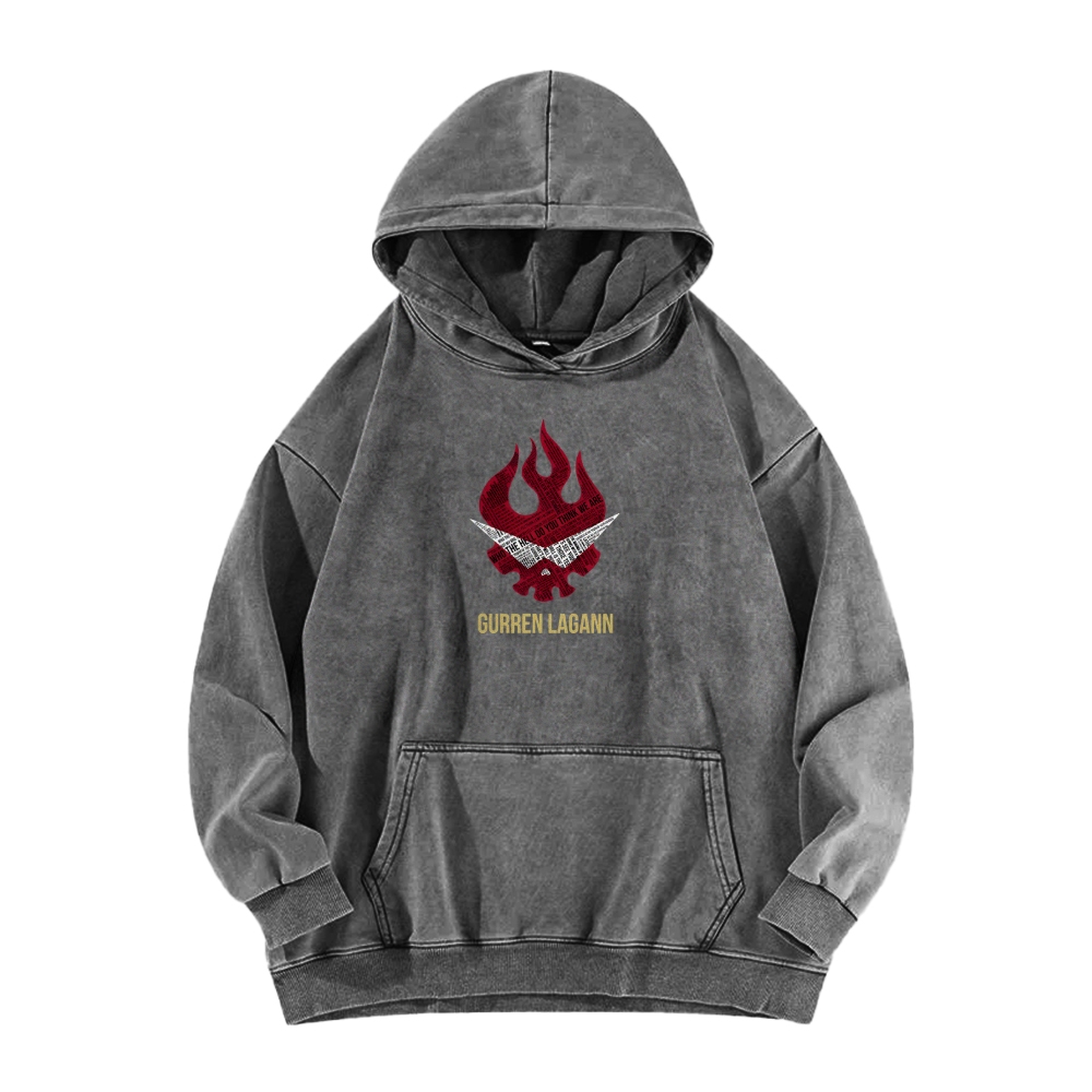 Gurren lagann Tengen Toppa Casual Washed Hoodie 