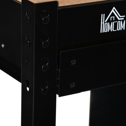 Banco de Trabajo 98,5x48x140 cm Carga 100 kg Mesa de Banco con Panel Perforado Cajón Estante y Armario con Cerradura Negro