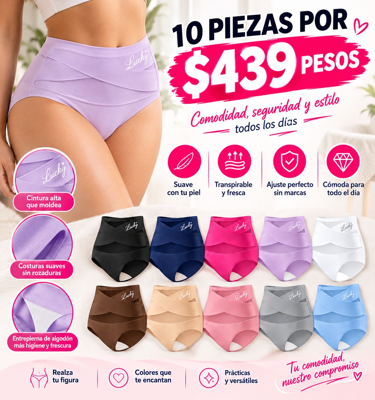 8-Pack Cross-Waist Mesh Women's Thong Pants, Soft Breathable High Waist, Comfortable Non-Squeezing, Sizes XS-Xxxl, Multiple Colors