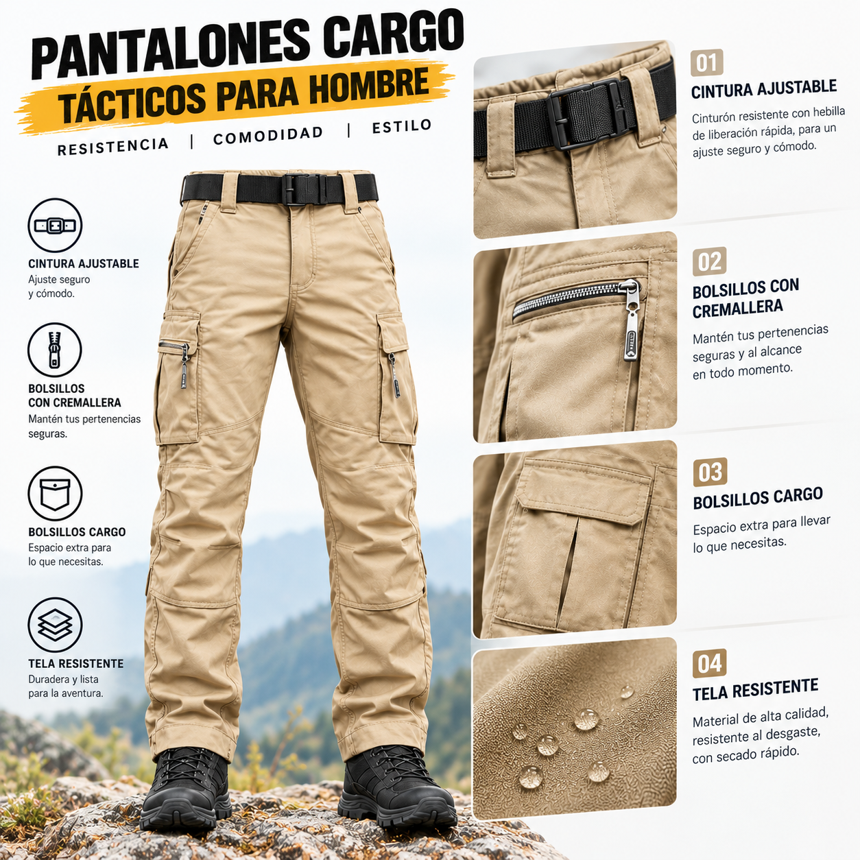 Pantalones cargo tácticos para hombre estilo primavera y otoño, tejido microelástico de alta calidad, suave y transpirable, múltiples bolsillos, adecuados para salidas casuales