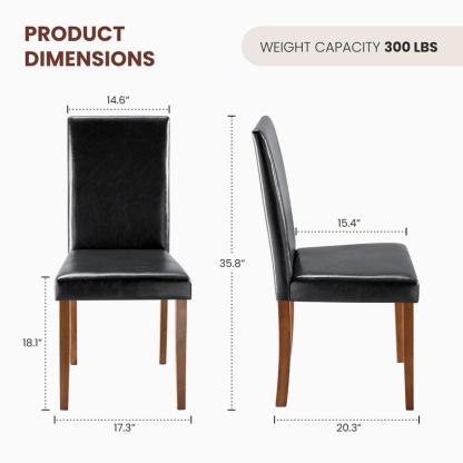 Juego de 4 sillas de comedor, sillas de cocina tapizadas en cuero vegano, sillas laterales de madera con respaldo ergonómico curvado y patas de madera de caucho, asientos acolchados de respaldo alto para comedor.