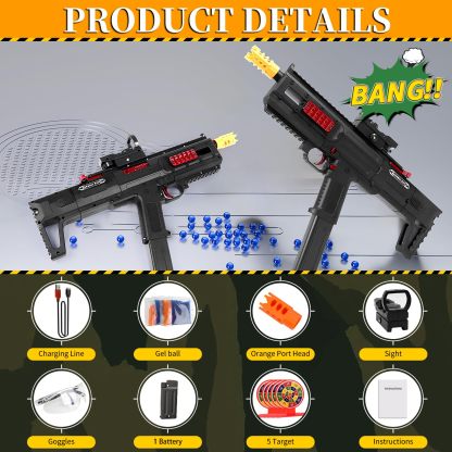 Electric Gel Splat Blaster, Splatter Ball Blaster Automatic and Manual with 80,000 Gels for Outdoor Activities-Fighting Shooting Team Game Ages 14+
