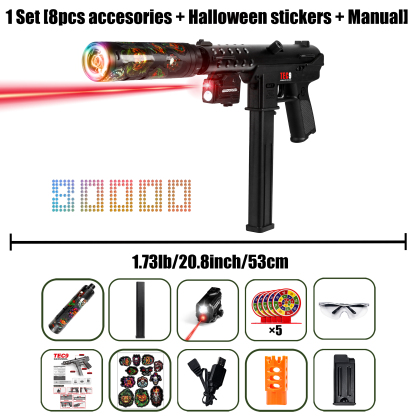 JOYNAS  TEC9 Gel Toy Gun, High Performance Cool Toy Gun,Colorful Luminous Silencer, High Performance Toy Gun, GelGun, Splatrball Gun, USB Rechargeable Automatic AssaultRifle Toy, Summer Toy Christmas Creative