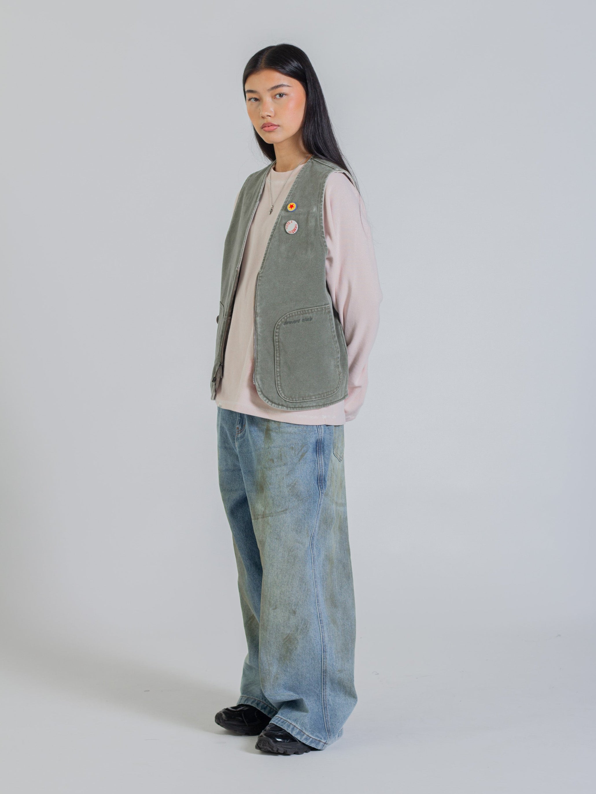REVERSIBLE UTILITY VEST - GREEN/GREY