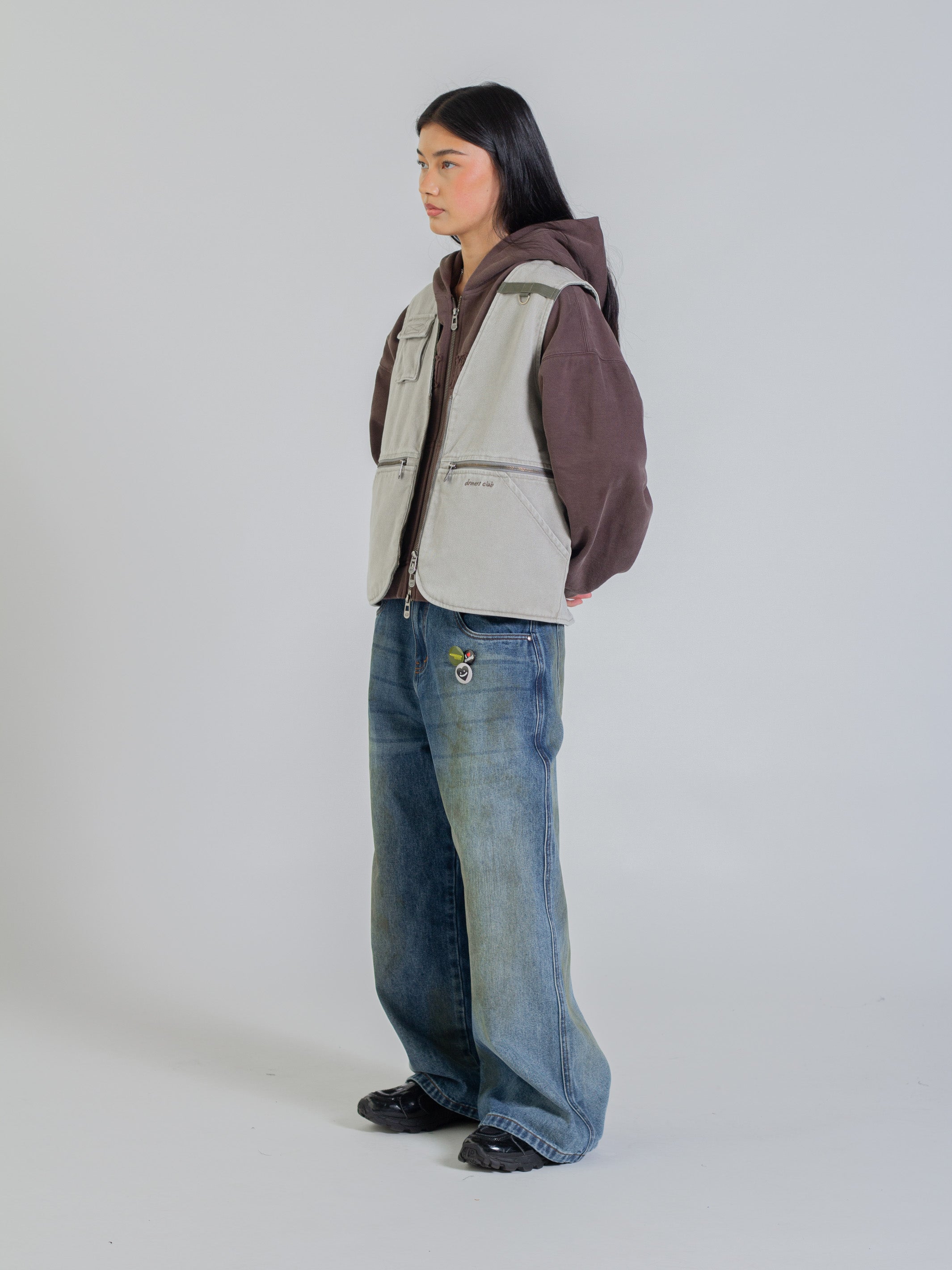 REVERSIBLE UTILITY VEST - GREEN/GREY