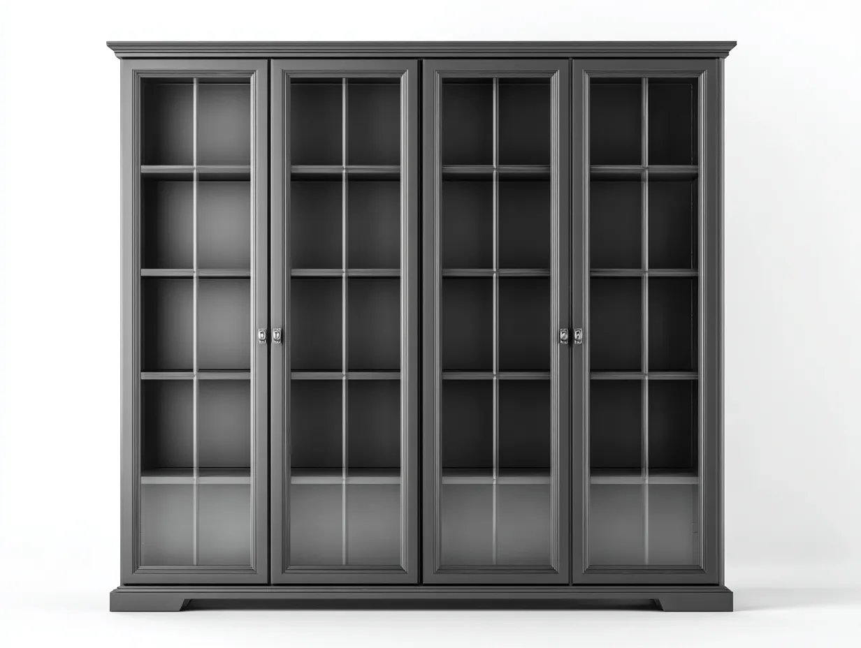 Vetrina - legno-vetro - 190x40x198 cm - grigio scuro - stile classico-Panorionest