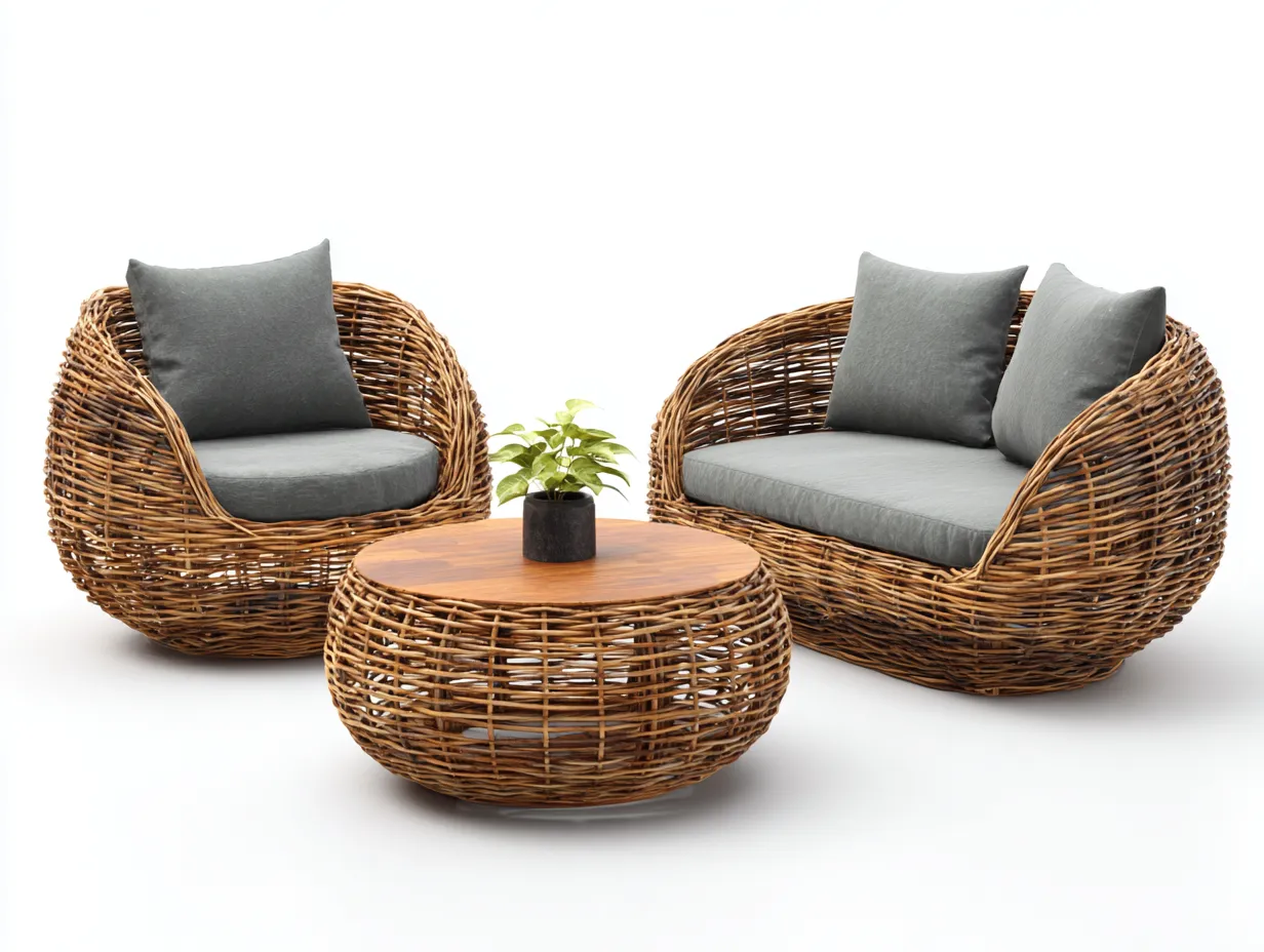 Divani da esterno - rattan PE-legno-poliestere - 168 x 80 x 79 cm - marrone-grigio - stile naturale-Panorionest