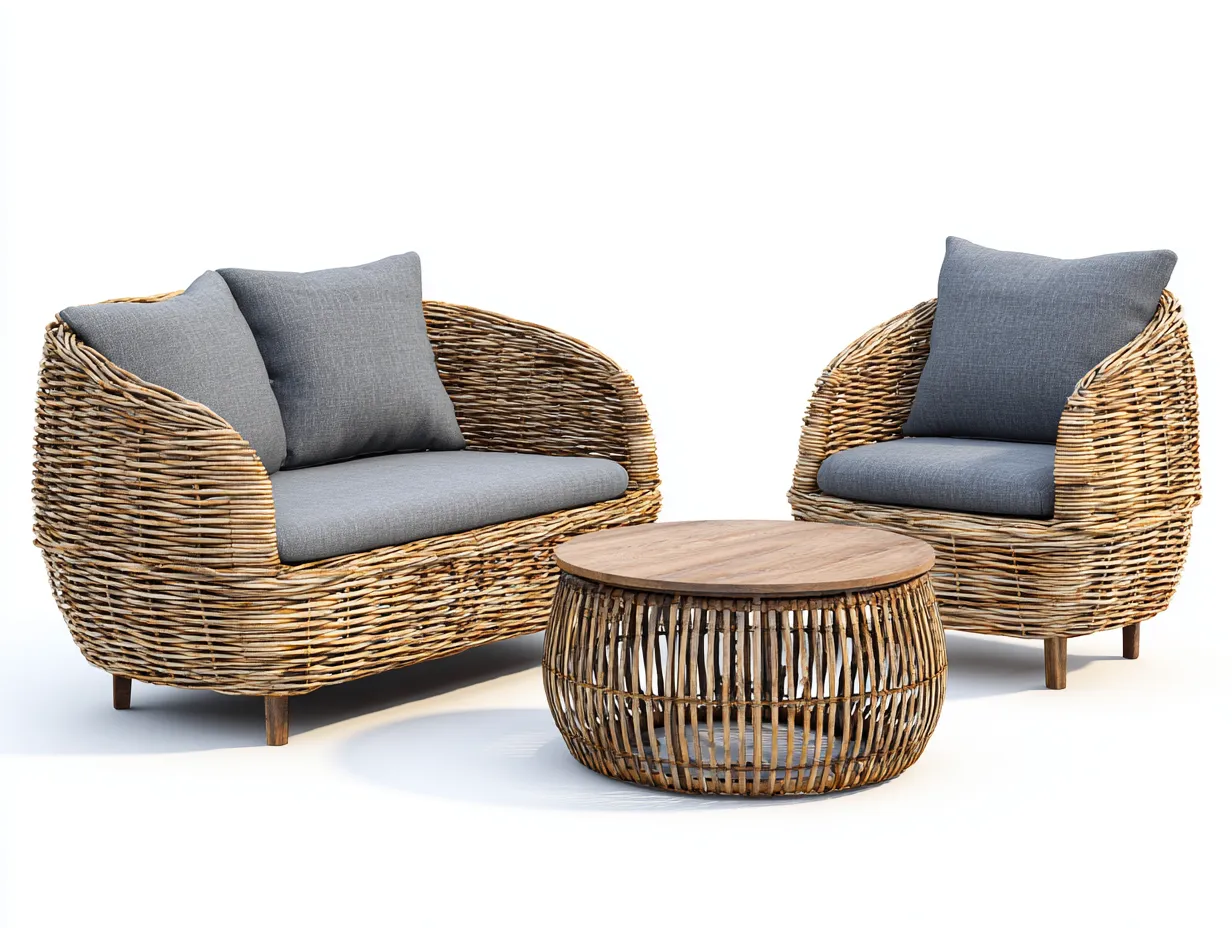 Divani da esterno - rattan PE-legno-poliestere - 172 x 82 x 81 cm - naturale-grigio - stile contemporaneo-Panorionest