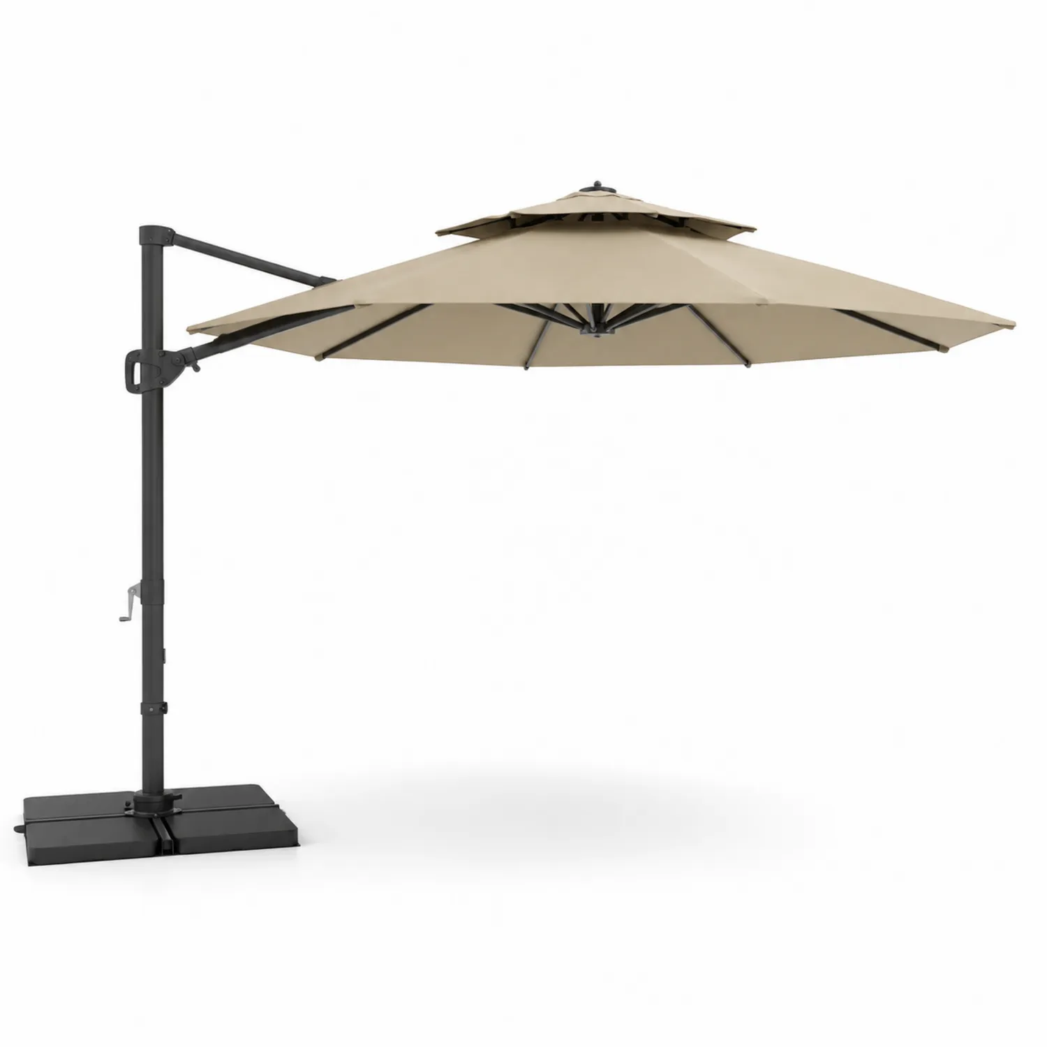 Parasol z wysięgnikiem okrągły 300 cm poliester beżowy