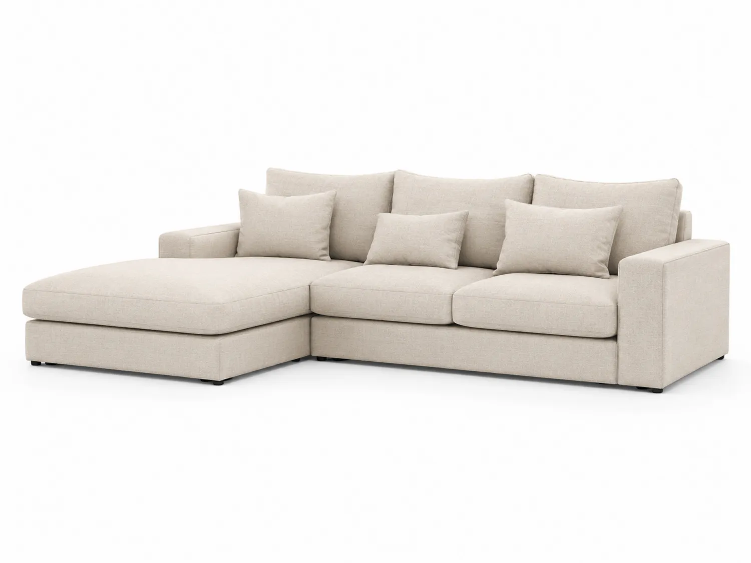 Sofa narożna z szezlongiem z tkaniny lnianej beżowej 260cm