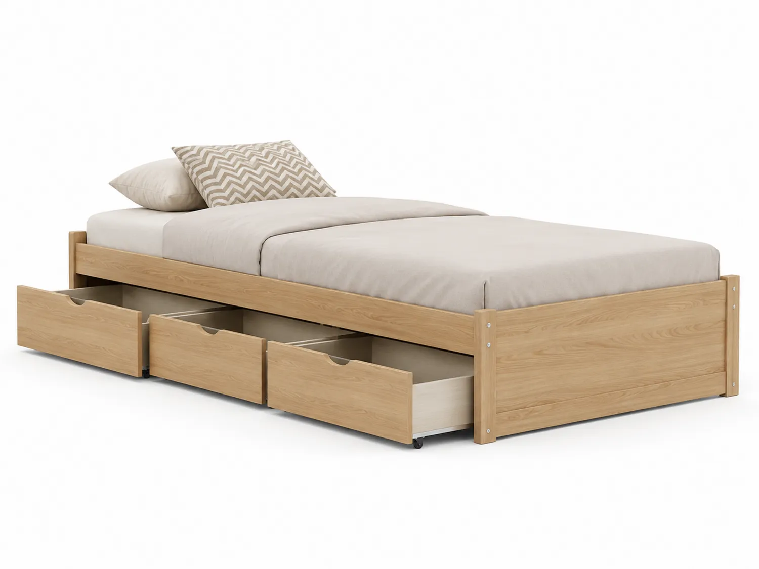 Łóżko z szufladami z płyty MDF 200x90 cm Dąb