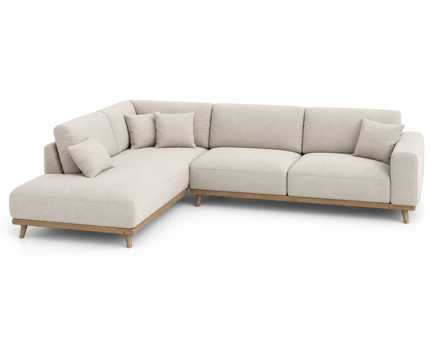 Narożnik modułowy z szezlongiem 300x200 cm poliester Dąb