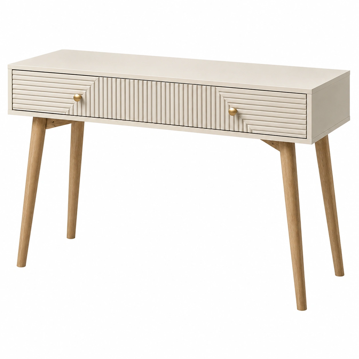 Consola Moderna Minimalista con Cajones Texturizados Beige-SelviaHouse