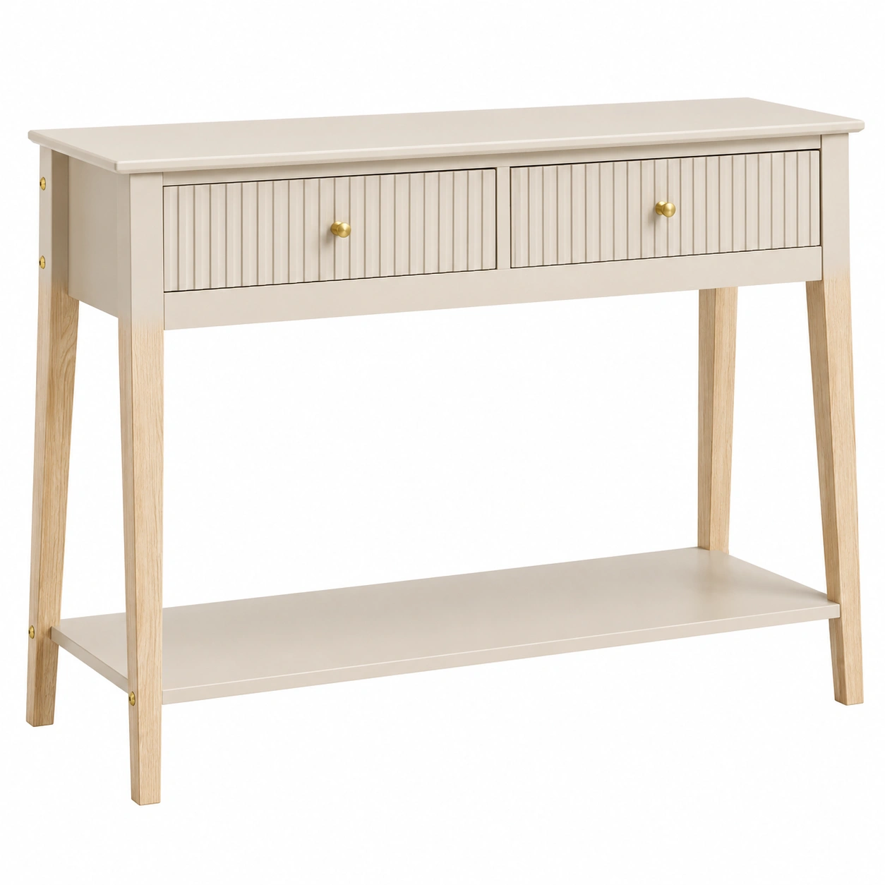Consola Moderna Beige con Cajones y Estante Inferior-SelviaHouse