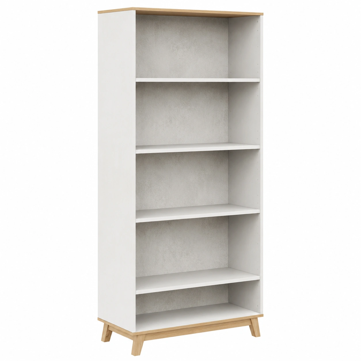 Estanteria nordica de 5 niveles con acabado blanco y madera-SelviaHouse