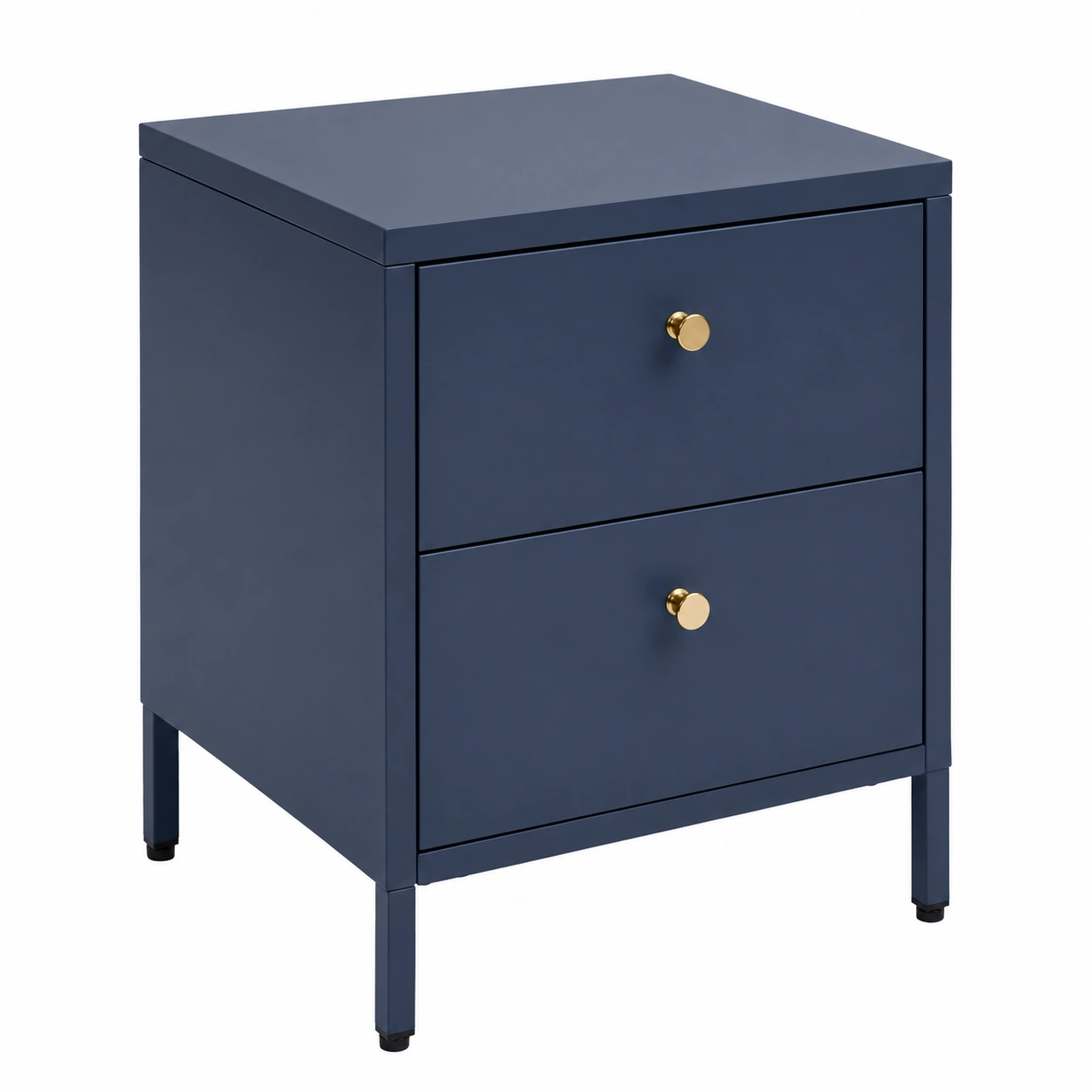 Mesita de noche industrial 2 cajones acero moderno Azul oscuro-SelviaHouse