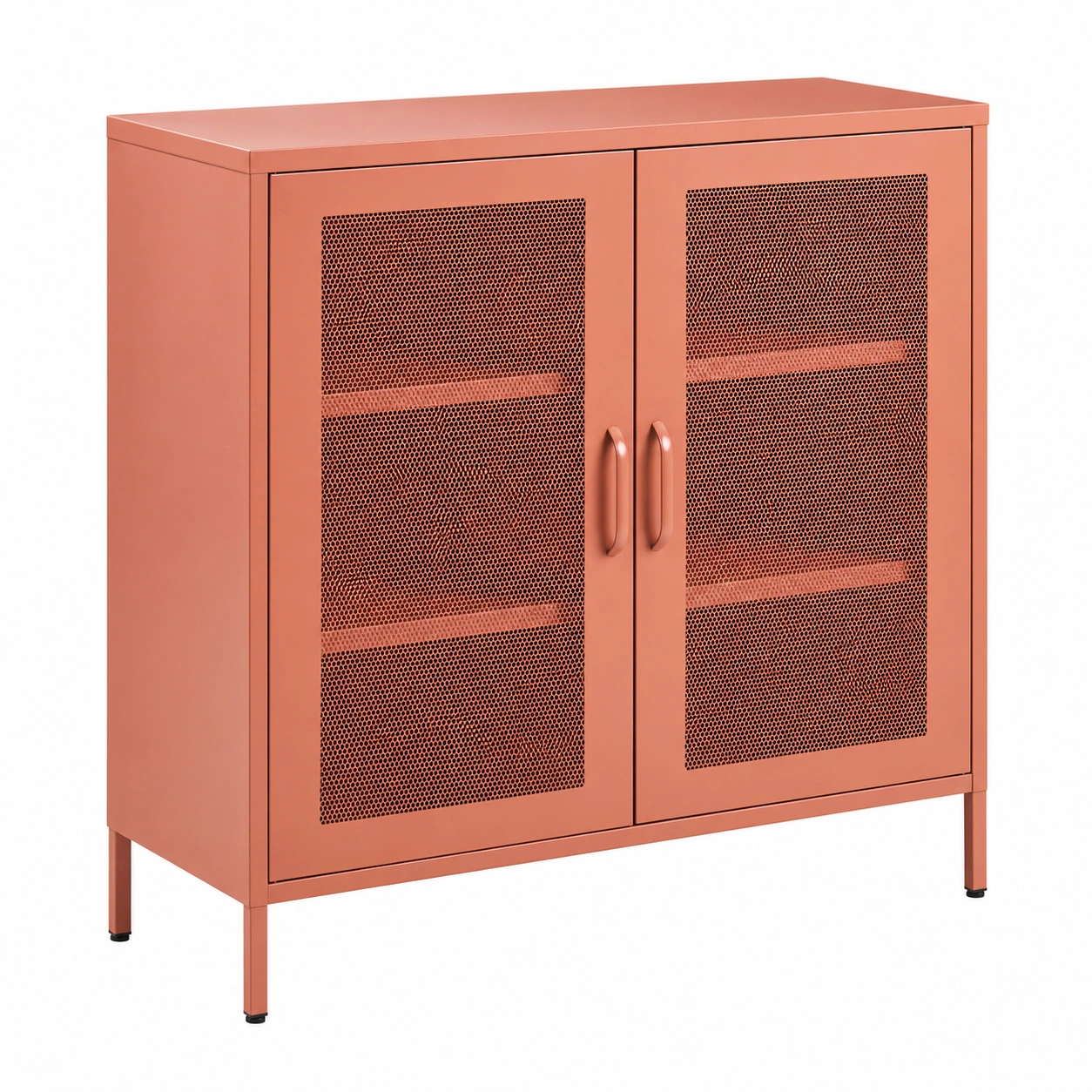 Aparador Moderno de Metal con 2 Puertas de Malla Coral-SelviaRoom