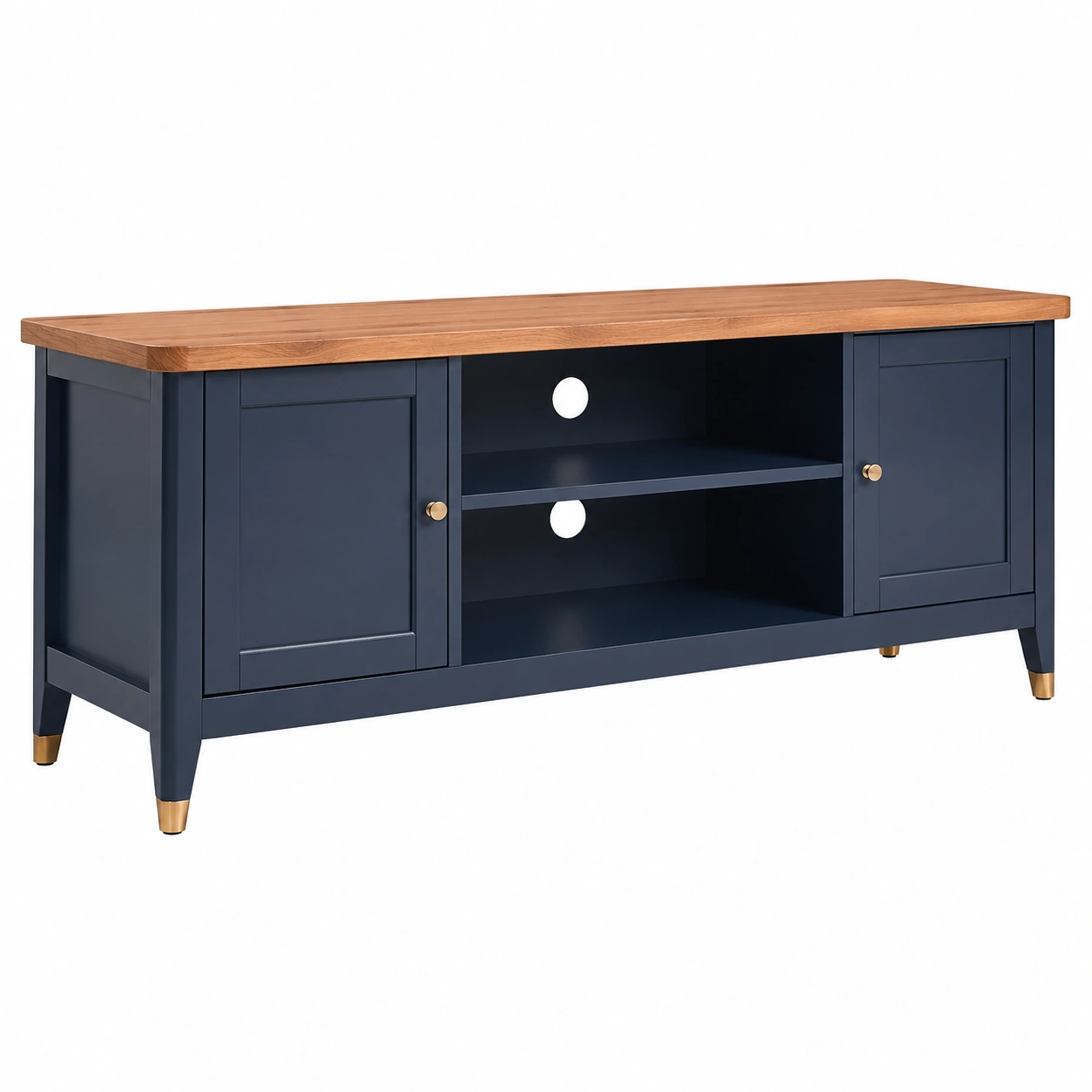 Mueble TV Moderno Azul Marino con Acabado Roble Natural-SelviaRoom