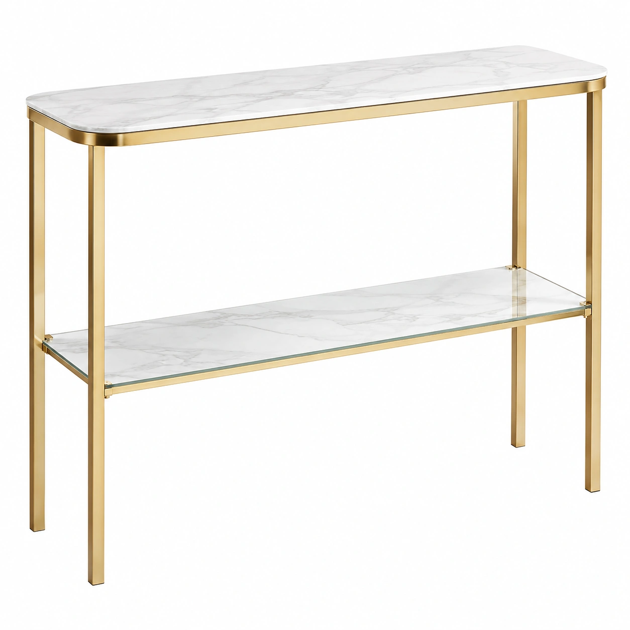 Mesa Consola Moderna Marmol Blanco Oro-SelviaRoom