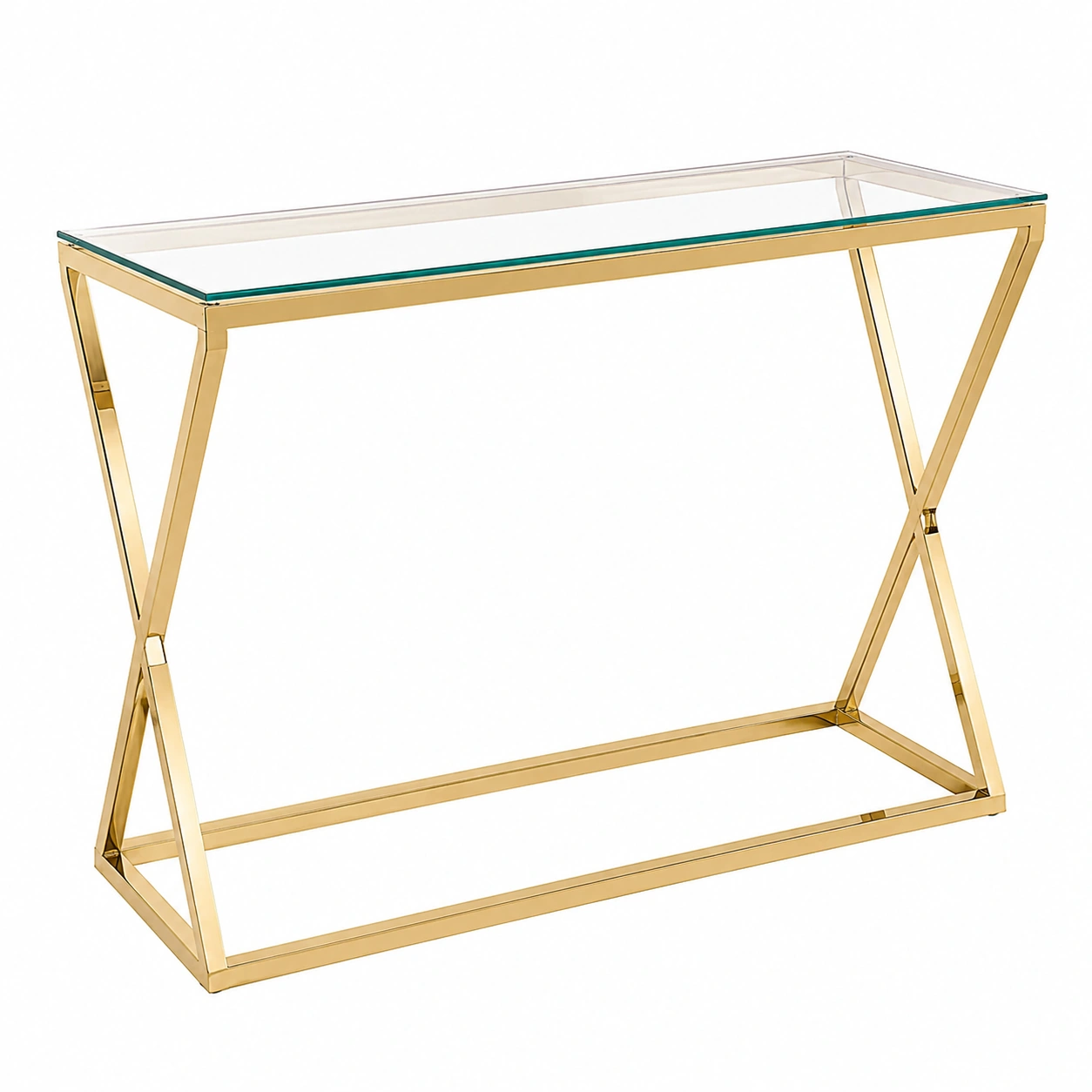 Mesa Consola Moderna Dorada Cristal-SelviaRoom