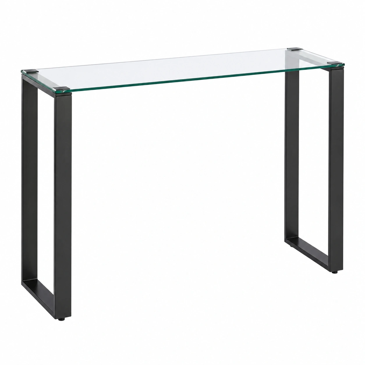Mesa Consola Moderna de Vidrio Transparente y Metal Negro-SelviaRoom