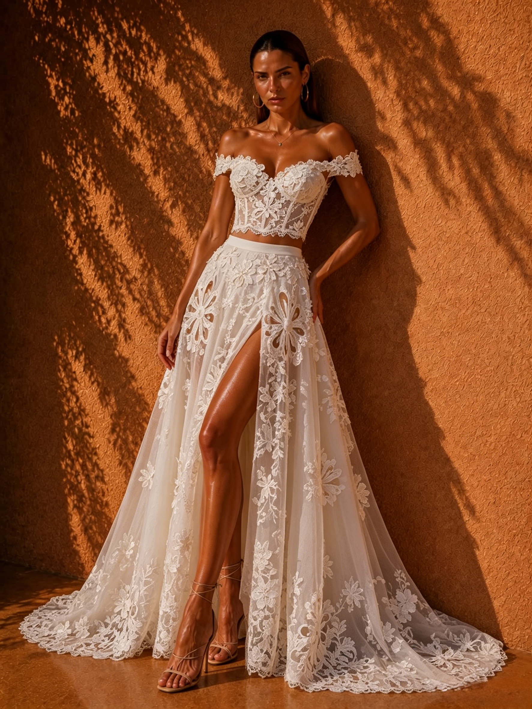 Paloma White Lace Maxi Dress Suit