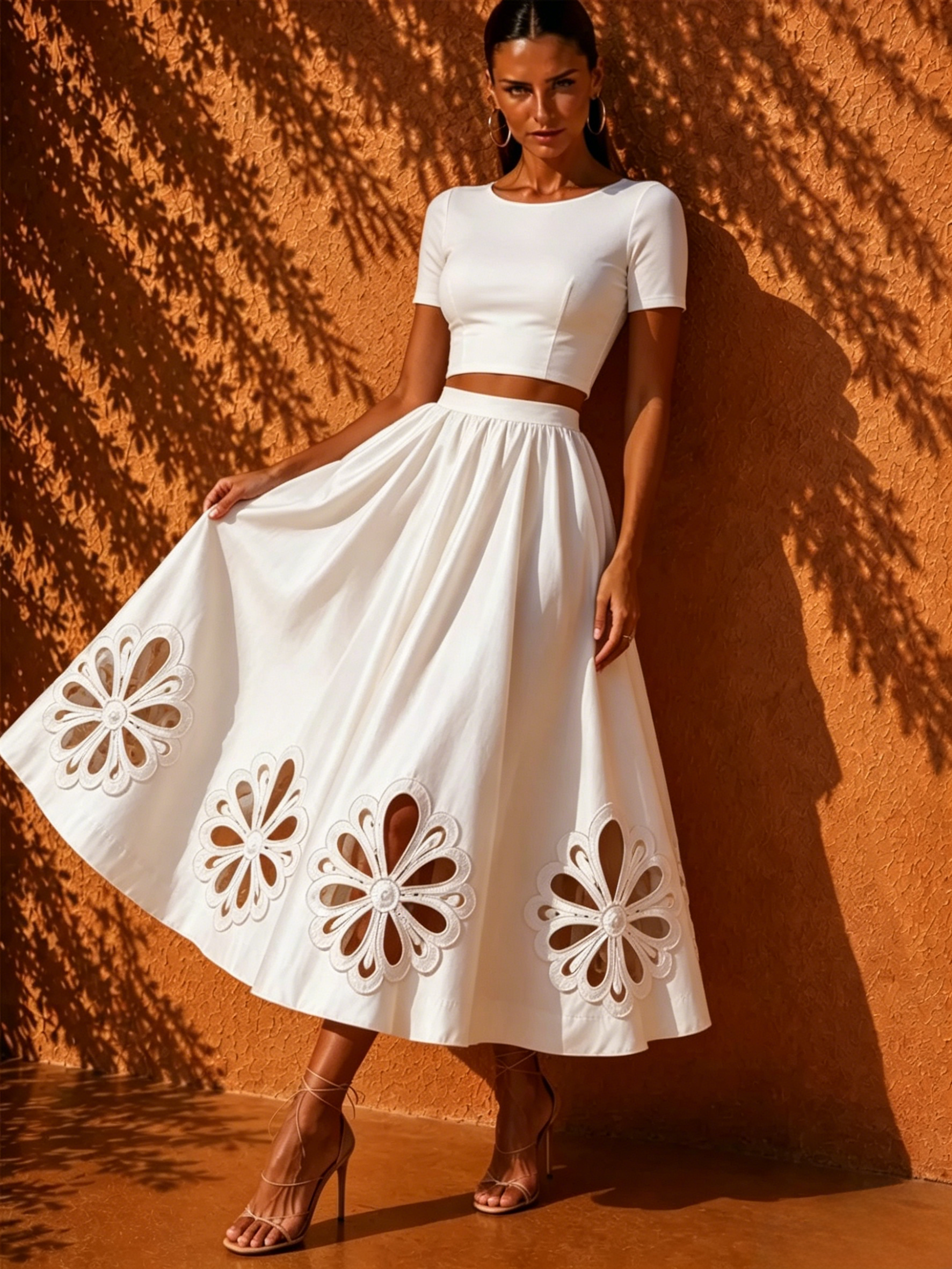Zariah White Midi Skirt Suit