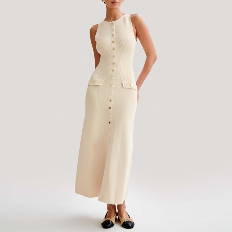 Ruby metallic fastening slim-fit long dress