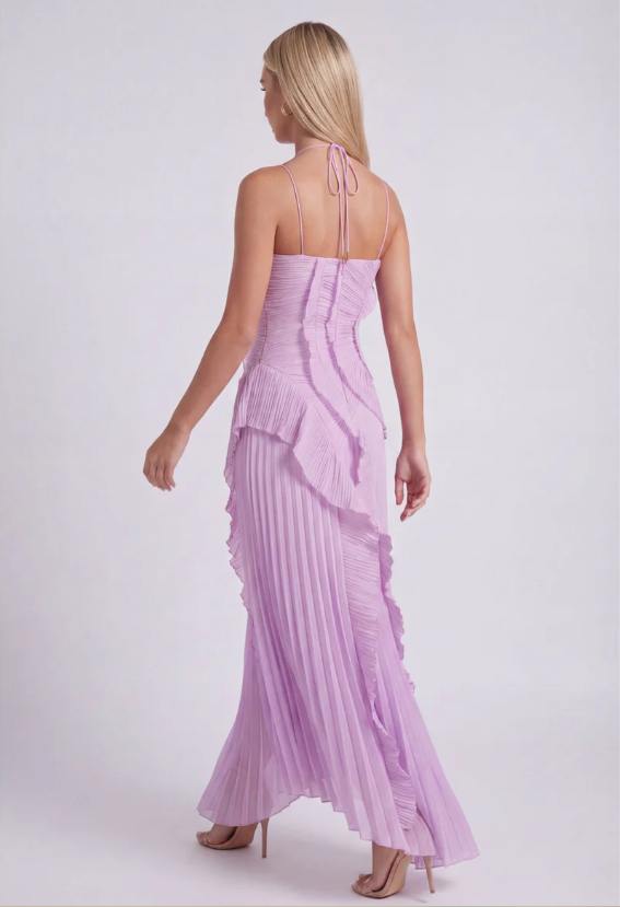 Alessia Frills Halter Neck Maxi Dress