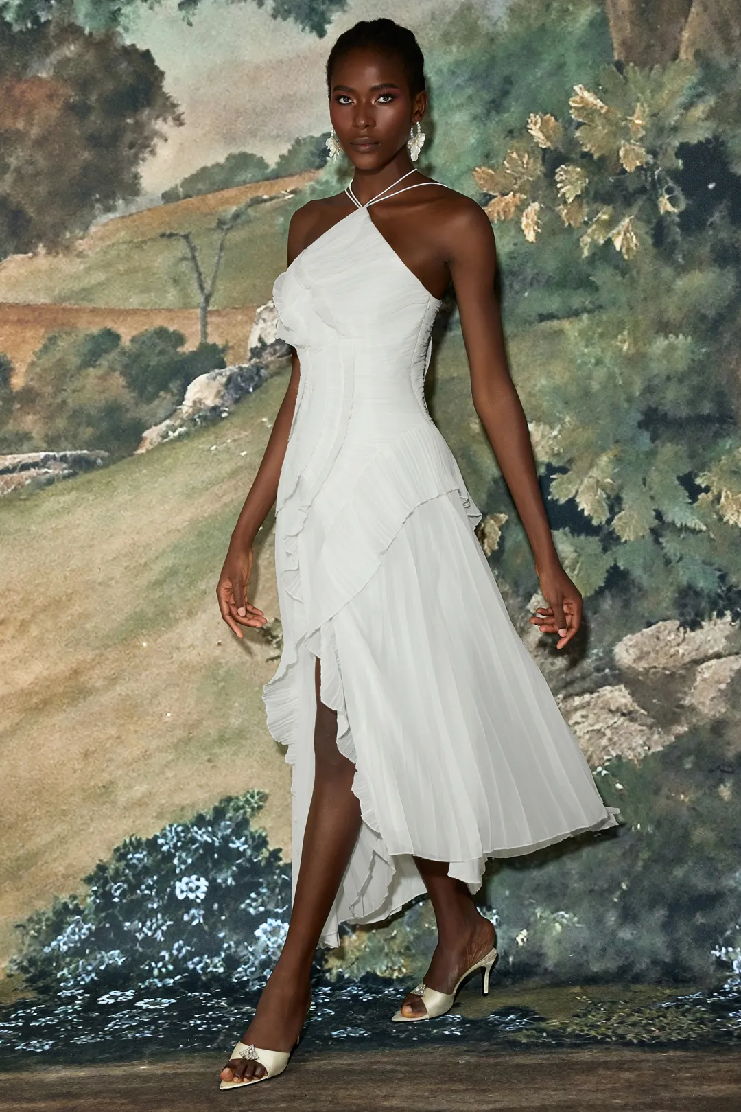 Alessia Frills Halter Neck Maxi Dress