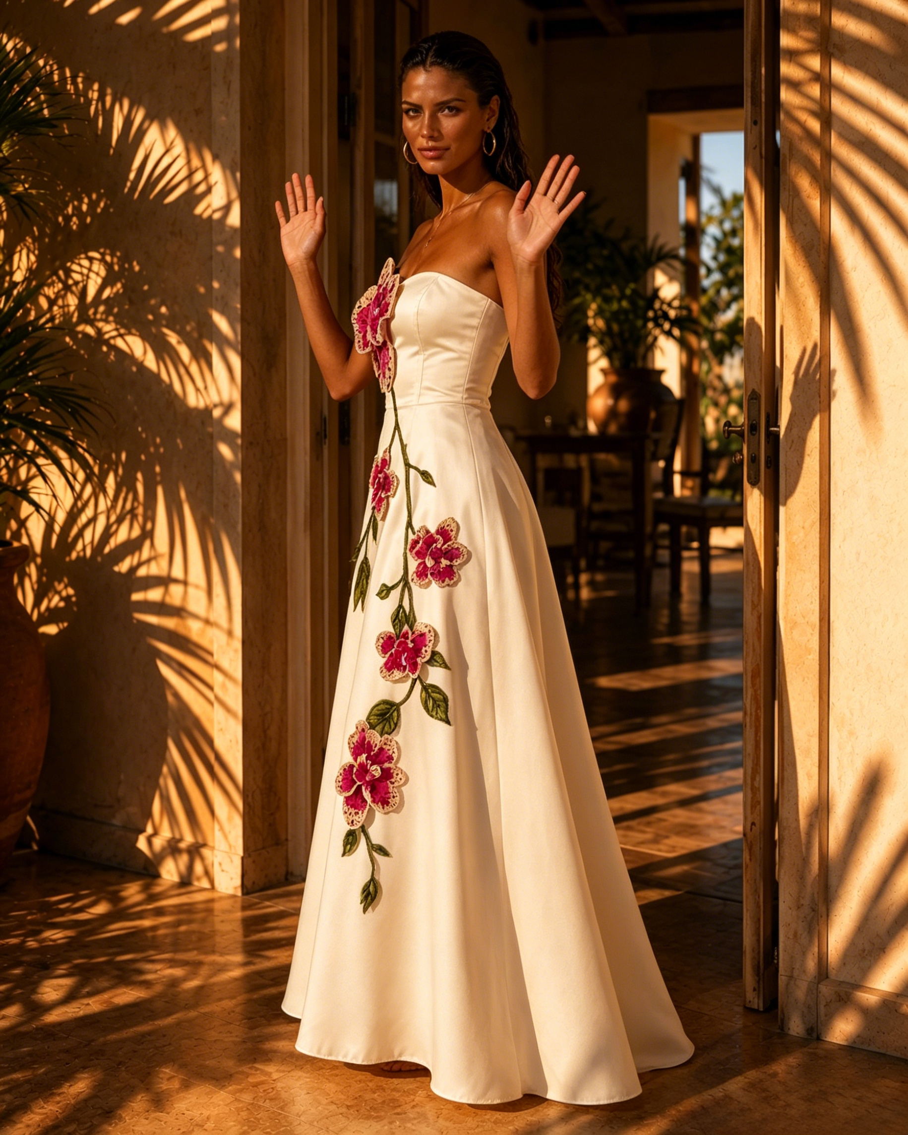 Zariah White Strapless Satin Dress