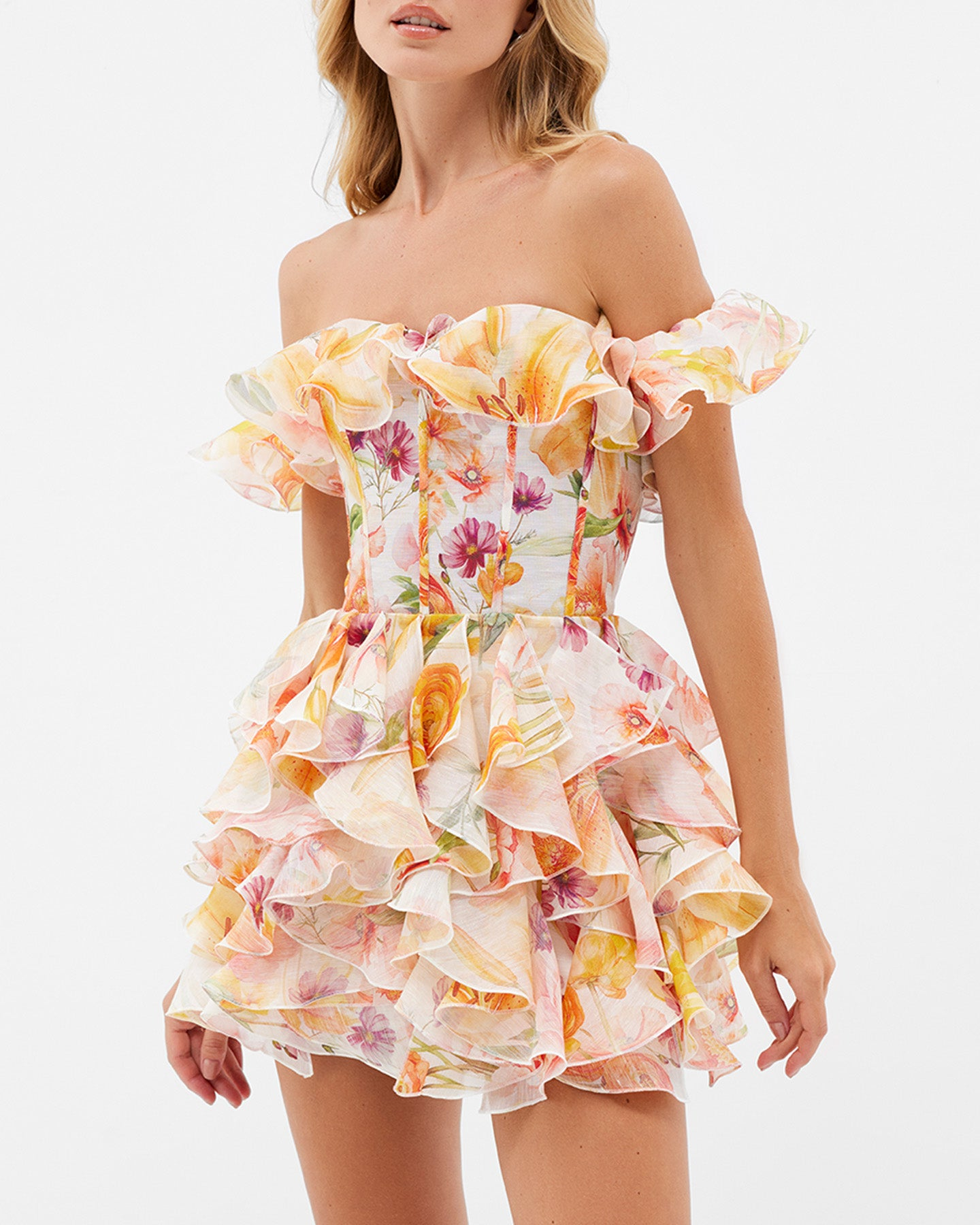 Alondra Floral Off-The-Shoulder Mini Dress