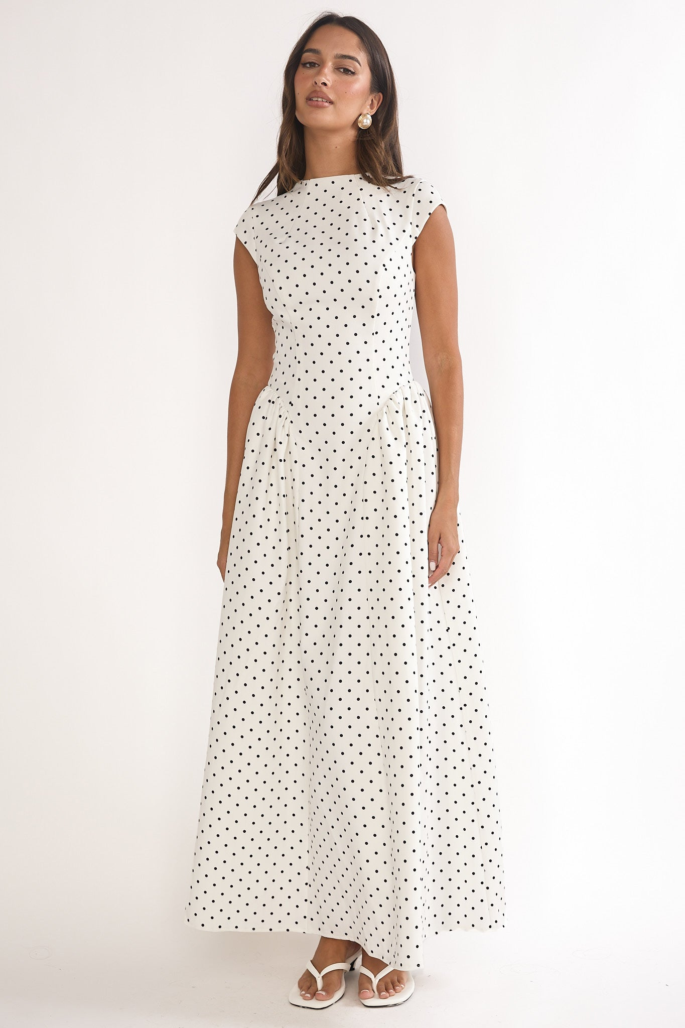 Lynnie Cap Sleeve Maxi Dress Polka Dot