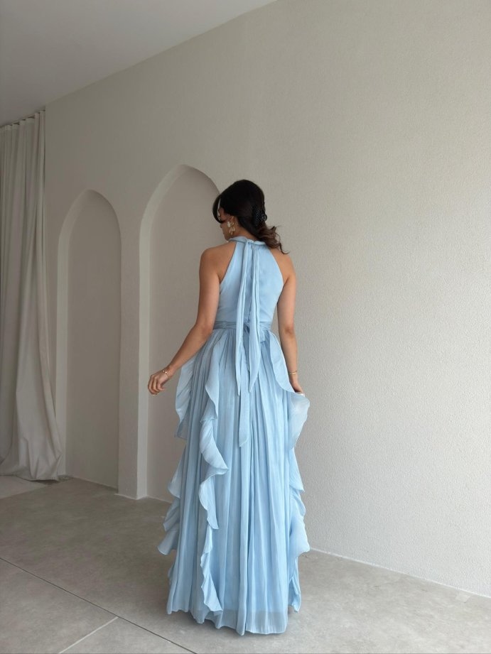 Passion Ruffle Baby Blue Dress