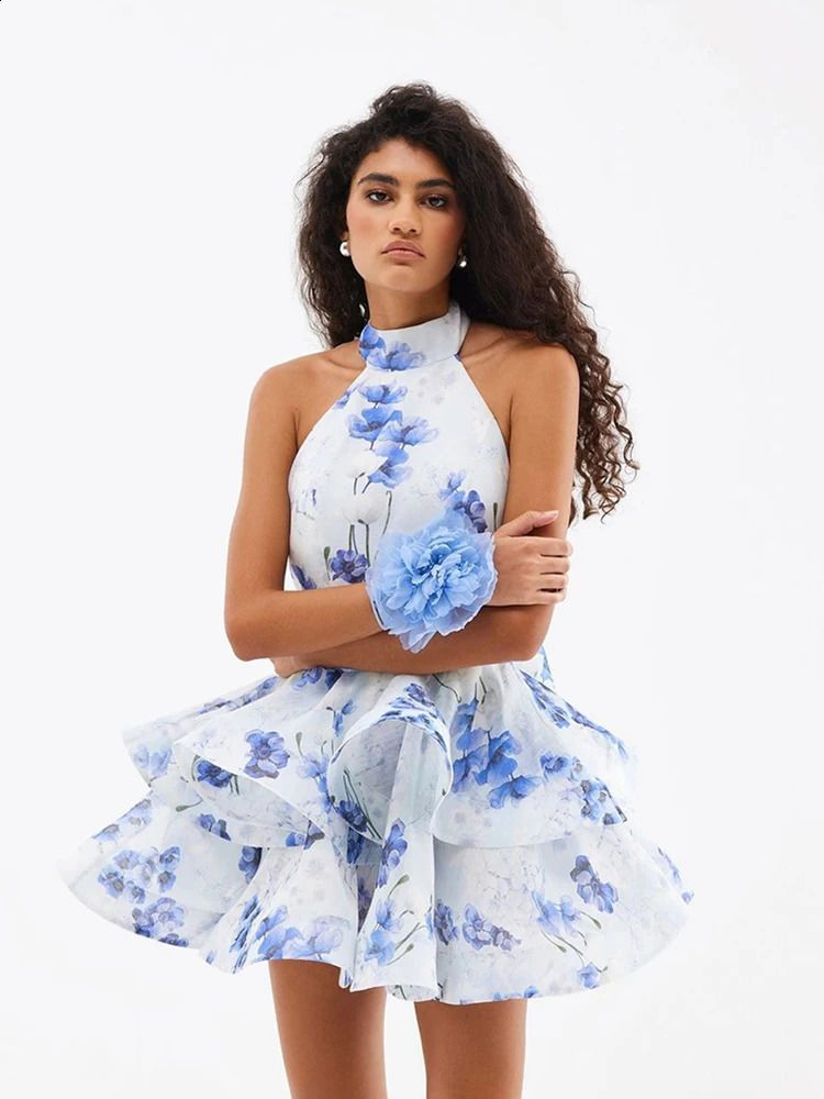 Abrielle Floral Halter Neck Mini Dress