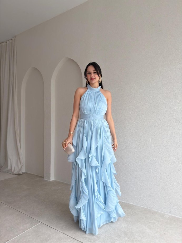 Passion Ruffle Baby Blue Dress