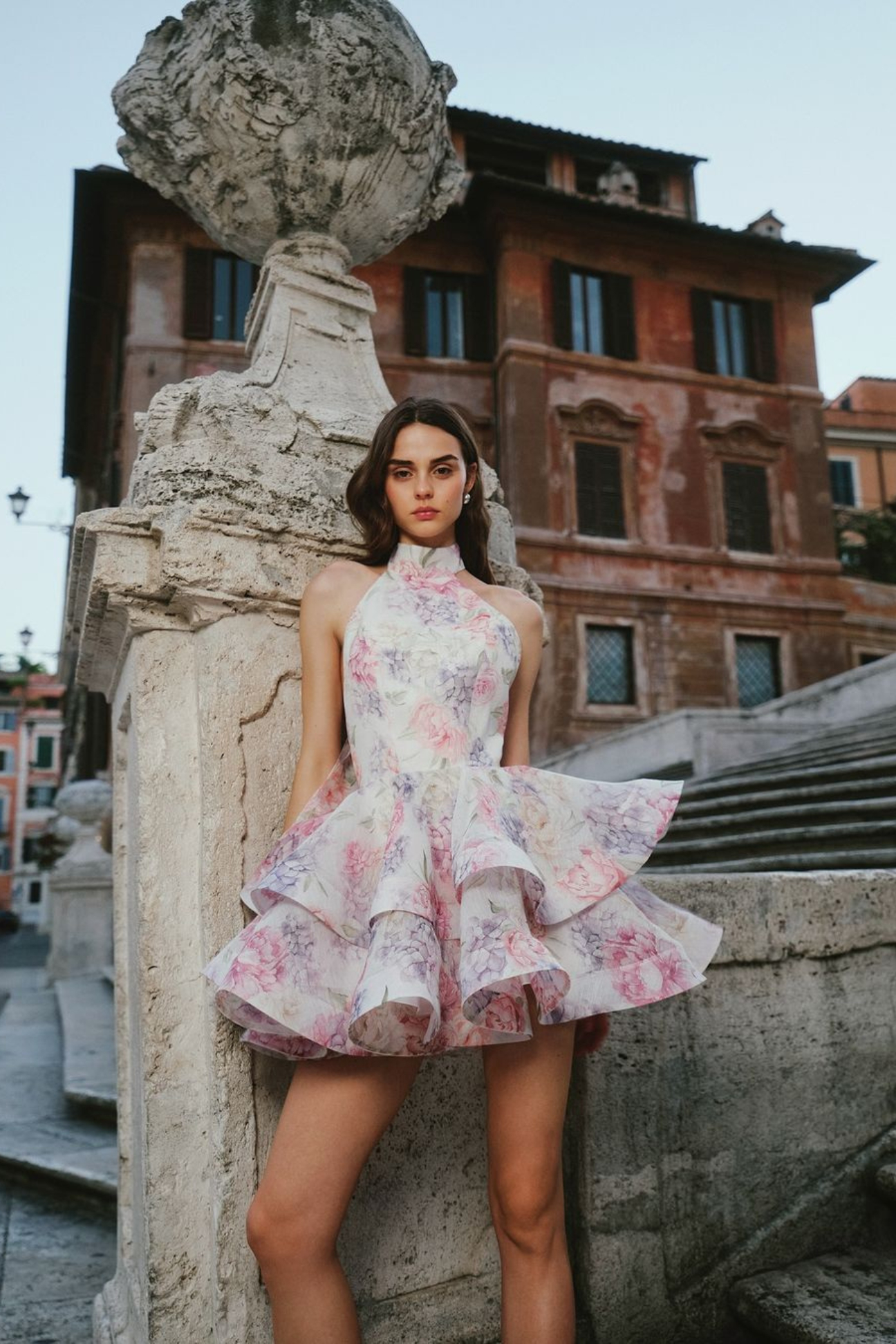 Abrielle Floral Halter Neck Mini Dress