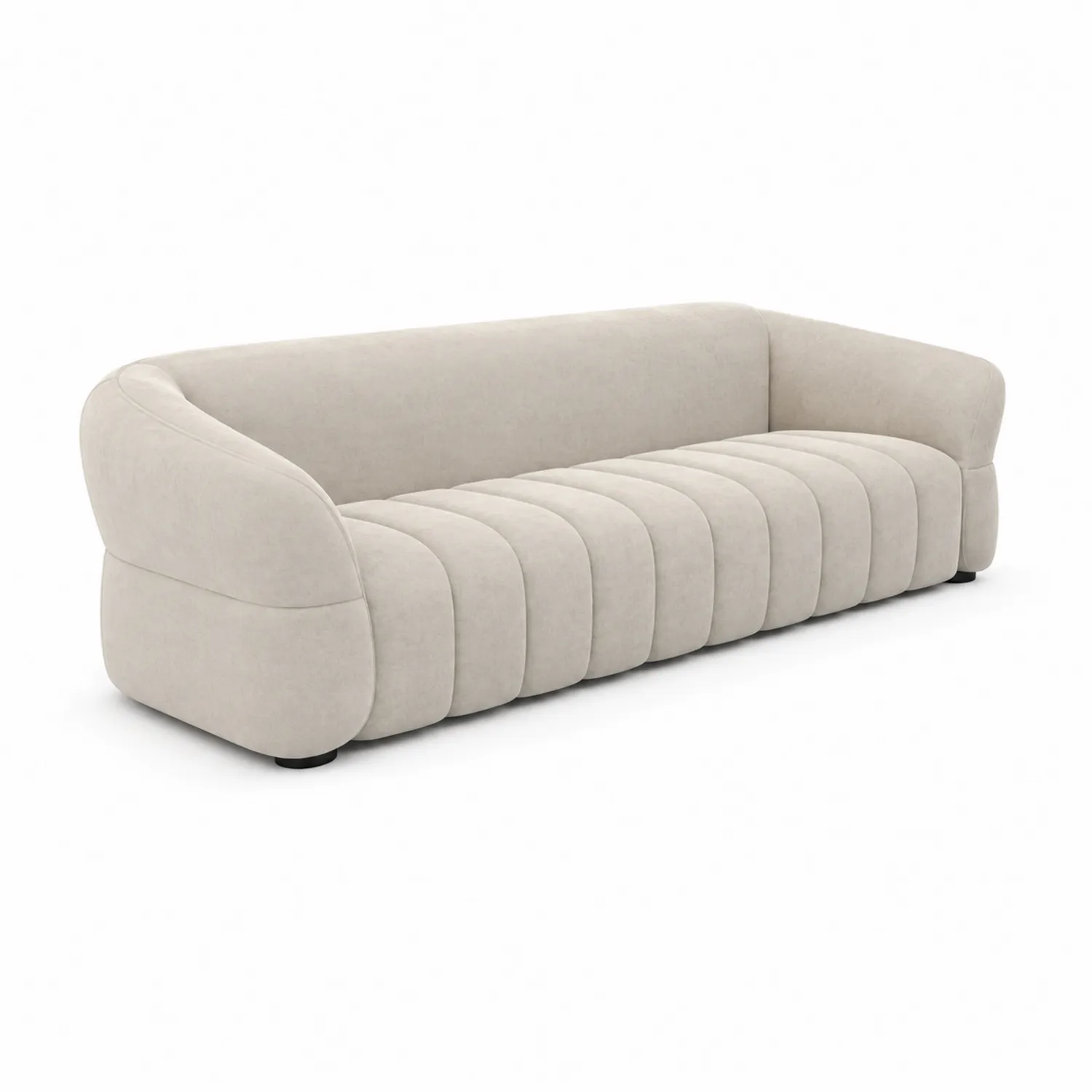 Sofa z tkaniną welurową kremowa 300 cm
