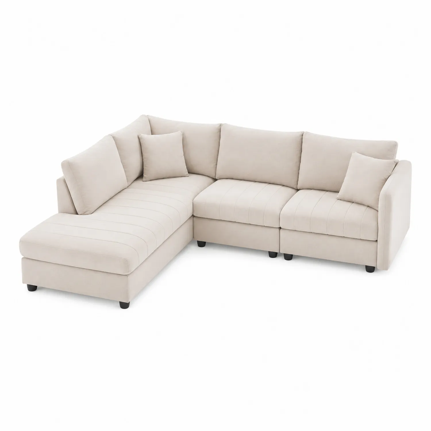 Sofa modułowa narożna L beżowa tkanina