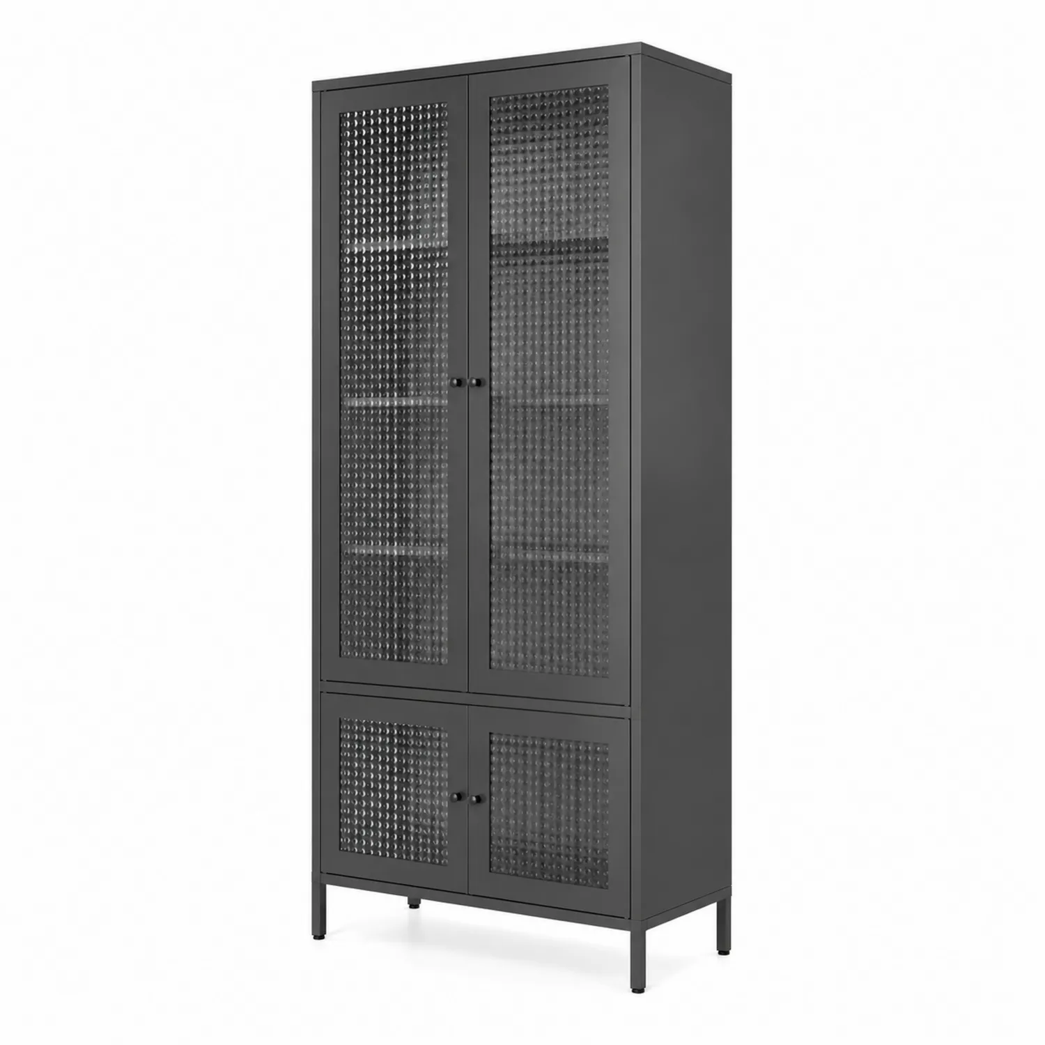 Metalowy regał z drzwiczkami z pleksiglasu 190x80x35 cm Ciemnoszary