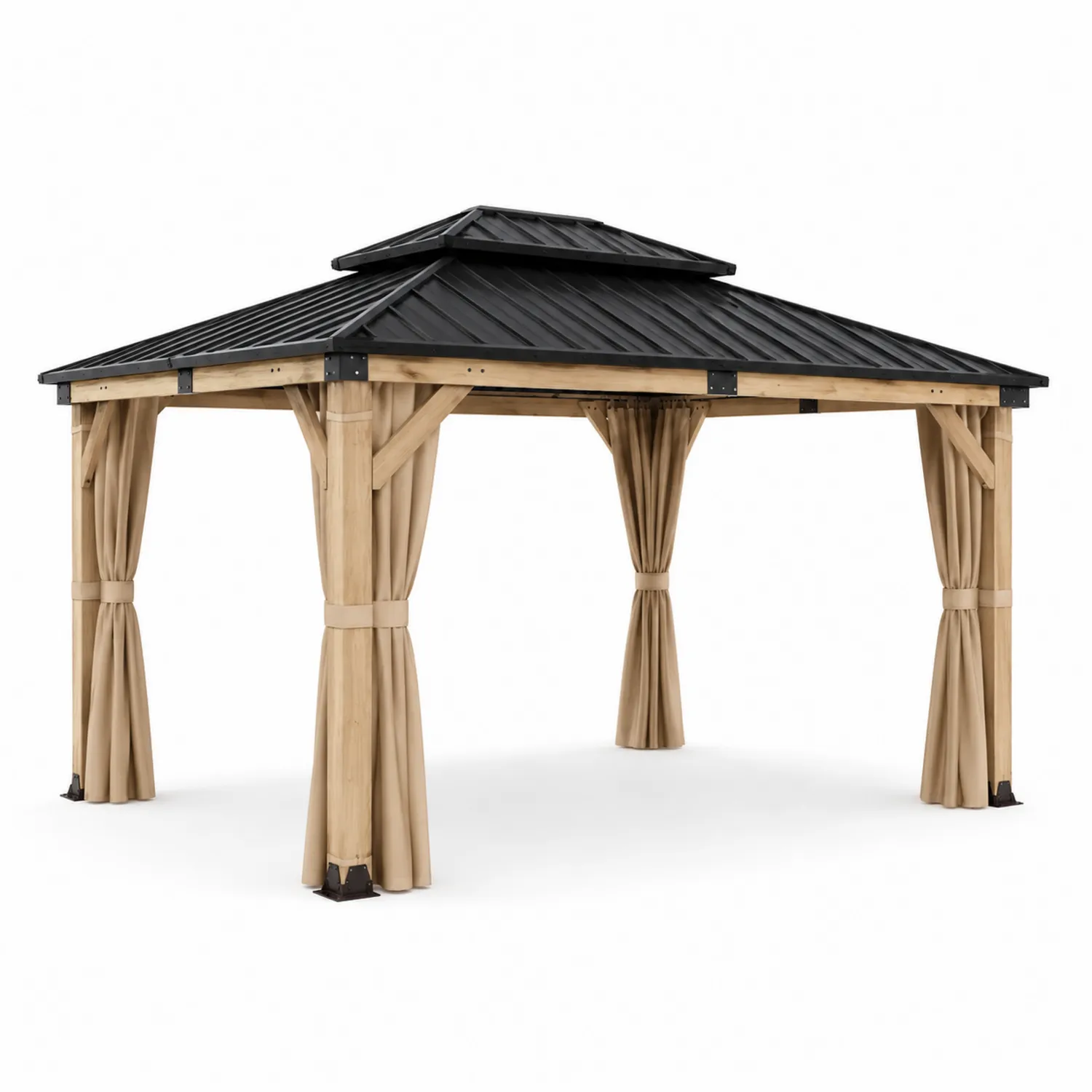 Altana Ogrodowa 300x300 cm Drewno Aluminium Poliester